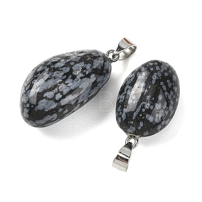 Natural Snowflake Obsidian Tumbled Stone Pendants GG-K002-06E-1