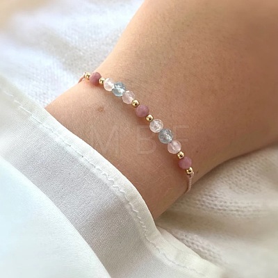 Natural Gemstone & Brass Beads Slider Bracelets IH0971-1