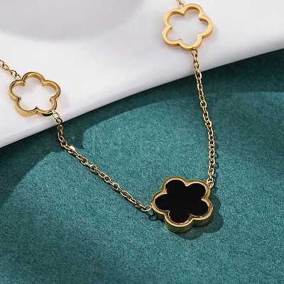 Ion Plating(IP) 304 Stainless Steel & Plastic Flower Pendant Necklaces for Women NJEW-P320-02G-03-1