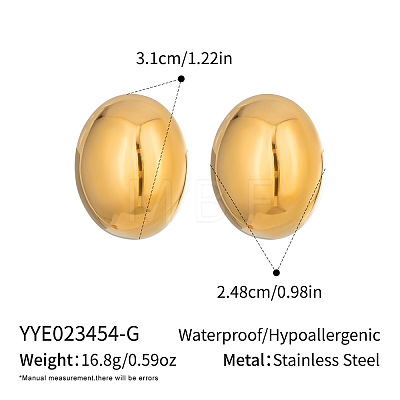 Minimalist Oval 304 Stainless Steel Stud Earrings UN0221-1-1