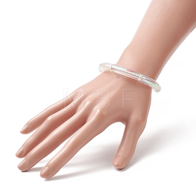 Acrylic Curved Tube Stretch Bracelet for Women BJEW-JB09304-1