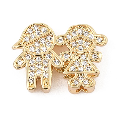 Brass Micro Pave Cubic Zirconia Slide Charms ZIRC-I068-25G-1