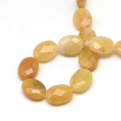 Faceted Oval Natural Topaz Jade Beads Strands G-R303-10-1