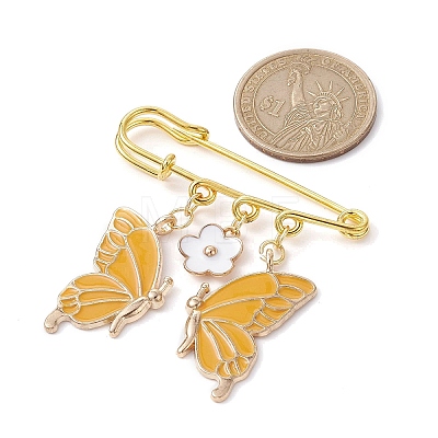 Butterfly & Flower Charm Alloy Enamel Brooches for Women JEWB-BR00144-05-1