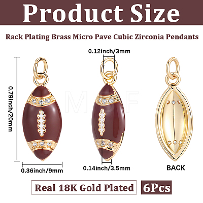 6Pcs Rack Plating Brass Micro Pave Cubic Zirconia Pendants KK-SC0007-84-1