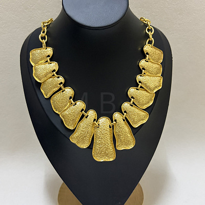 Vintage Alloy Textured Geometric Bib Necklaces for Women WGEA312-01-1