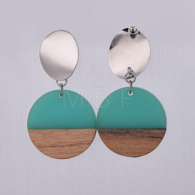 Resin & Wood Dangle Earrings EJEW-JE03021-02-1