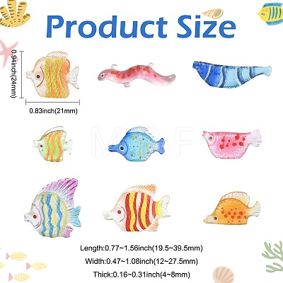 45Pcs 9 Styles Fish Transparent Resin Cabochons CRES-CJZ0009-01-1