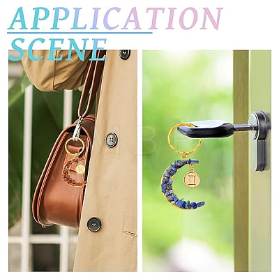 12Pcs Natural & Synthetic Gemstone Moon Keychains KEYC-YW00237-1