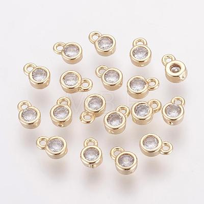 Brass Cubic Zirconia Charms ZIRC-P068-01G-1