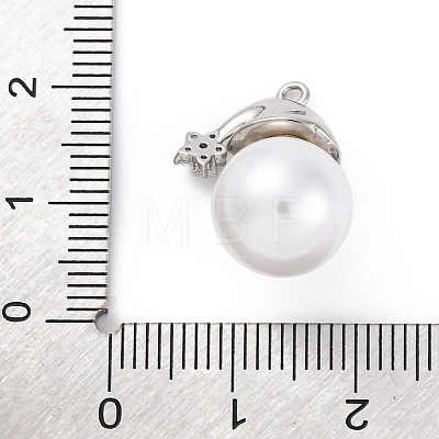 Rack Plating Brass with Cubic Zirconia Pendants and ABS Imitation Pearls Pendants KK-Q010-09P-1