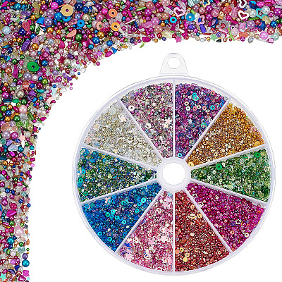 10 Sets 10 Colors Glass DIY Nail Art Decoration Mini Glass Beads GLAA-PH0004-30-1