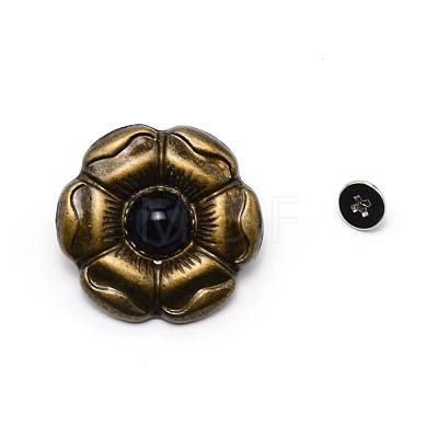 1-Hole Alloy & Turquoise Buttons PALLOY-WH0092-16C-AB-1