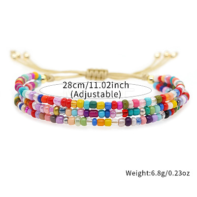 Rondelle Glass Seed Bead Braided Bead Bracelets WP2117-1