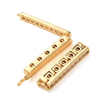 Brass Micro Pave Clear Cubic Zirconia Twister Clasps KK-K422-16G-1