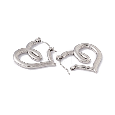 304 Stainless Steel Heart Hoop Earrings for Women EJEW-E199-12P-1