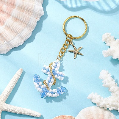 Iron Glass Seedbead Keychain KEYC-MZ00034-02-1