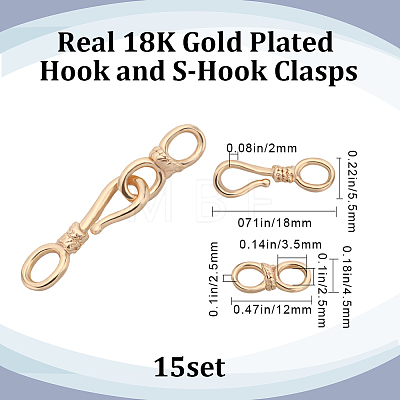 15Pcss Brass Hook and S-Hook Clasps KK-BBC0009-36-1
