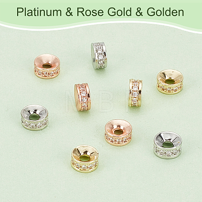   30Pcs 3 Colors Brass Micro Pave Cubic Zirconia Beads KK-PH0005-92-1