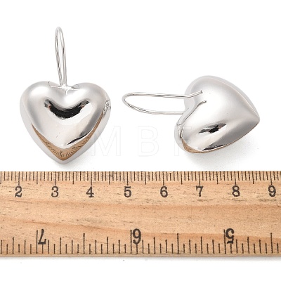 Heart Brass Dangle Earrings EJEW-B132-03P-1