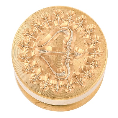 Golden Tone Round Wax Seal Brass Stamp Heads AJEW-S087-02G-06-1