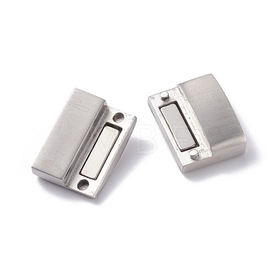 Tarnish Resistant Matte 304 Stainless Steel Rectangle Magnetic Clasps with Glue-in Ends STAS-E089-41E-1