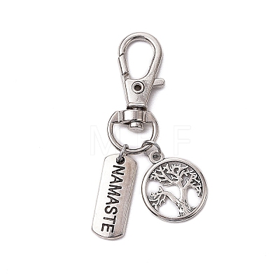 Inspirational Word & Tree of Life Tibetan Style Alloy Pendant Decoration HJEW-JM02192-1