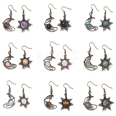 Natural & Synthetic Gemstone Dangle Earrings G-H359-07R-1