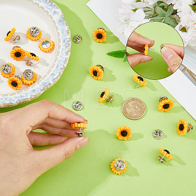 50Pcs Opaque Resin with Zinc Alloy Brooch JEWB-FH00058-1