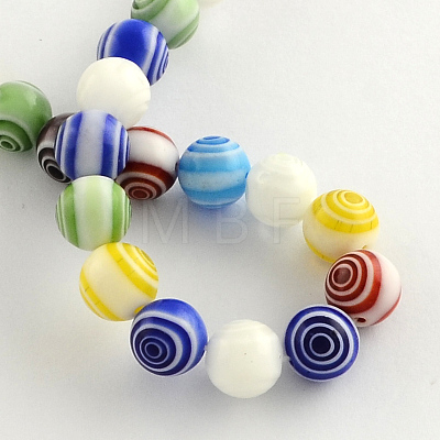 Handmade Millefiori Glass Round Beads Strands LK-R004-94-1