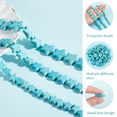 3 Strands 3 Styles Synthetic Turquoise Beads Strands G-AR0004-69A-1