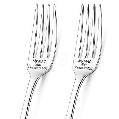 Word Pattern Stainless Steel Fork AJEW-WH0191-008-1