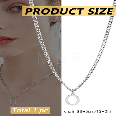 1Pc 304 Stainless Steel Letter Pendant Necklaces NJEW-LP0001-33O-P-1