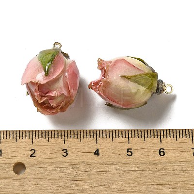 Preserved Rose with Golden Alloy Pendants FIND-M010-01E-1
