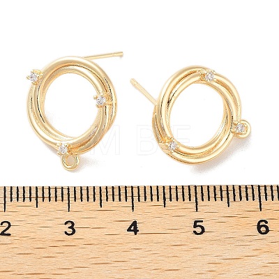 Brass Micro Pave Cubic Zirconia Stud Earring Findings KK-E107-20G-1