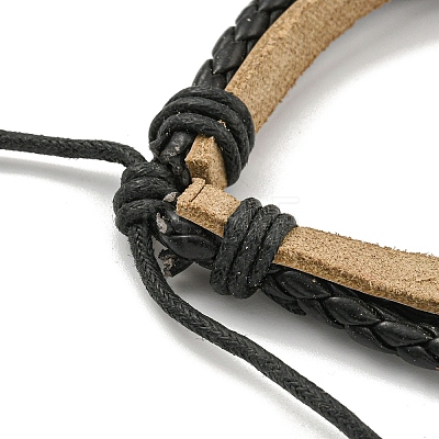 PU Leather & Waxed Cords Triple Layer Multi-strand Bracelets BJEW-G709-06B-AS-1
