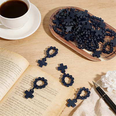25Pcs Wood Cross & Round Beads Finger Rings RJEW-NB0001-09A-1