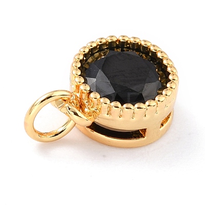 Real 18K Gold Plated Brass Inlaid Cubic Zirconia Charms ZIRC-L100-081G-04-1