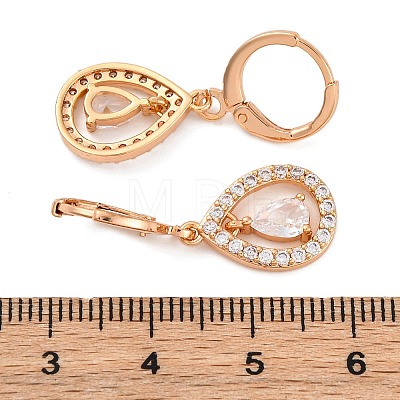 Brass Micro Pave Clear Cubic Zirconia Leverback Earrings EJEW-K300-59G-01-1