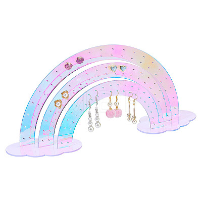 Rainbow with Cloud Laser Acrylic Earring Display Stands DIY-WH0570-25-1