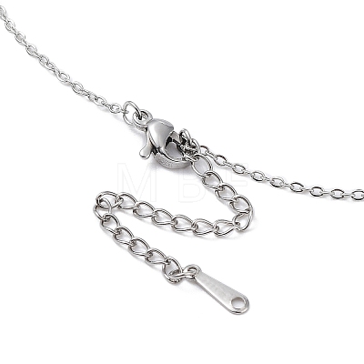 201 Stainless Steel Yoga Human Pendant Necklace with Cable Chains NJEW-Q317-09P-1