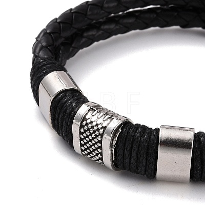 Retro Leather Braided Cord Bracelet for Men X-BJEW-A039-01B-1