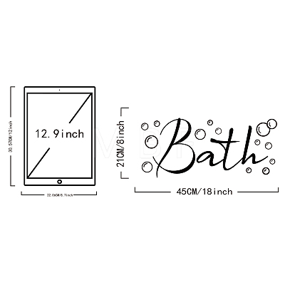 Rectangle with Word Bath PVC Wall Stickers DIY-WH0228-184-1