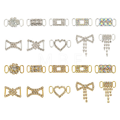  20Pcs 20 Styles Alloy Crystal Rhinestone Connector Charms DIY-TA0005-28-1