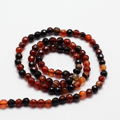 Faceted Natural Agate Round Beads Strands G-E318C-4mm-09-1