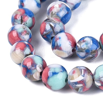 Assembled Synthetic Turquoise and Trochus Shell Beads Strands G-N369-02D-02-1