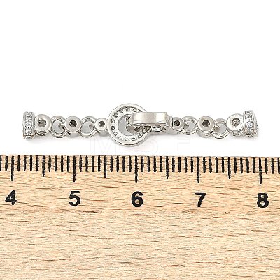 Brass Micro Pave Clear Cubic Zirconia Fold Over Clasps KK-H202-19P-1