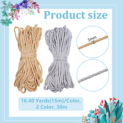 30M 2 Colors 3-Ply Polyester Twisted Cord OCOR-ME0001-88-1