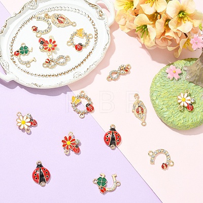 16Pcs 8 Styles Zinc Alloy Enamel Connector Charms FIND-YW0012-70-1