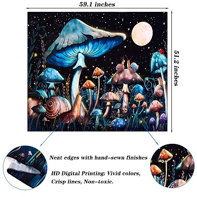 Black Light Aesthetic Mushroom Wall Tapestry JX152A-1